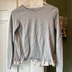 Lands End girls size L gray sweatshirt with ruffle hem